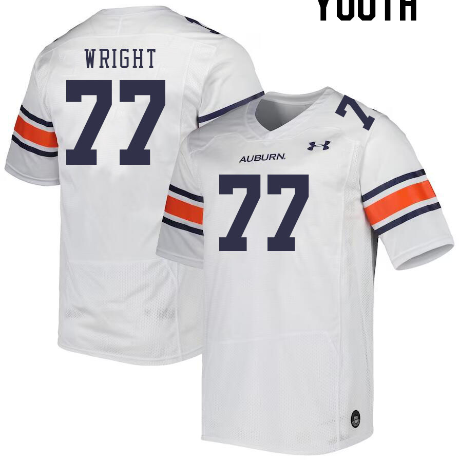 Youth #77 Jeremiah Wright Auburn Tigers College Football Jerseys Stitched-White